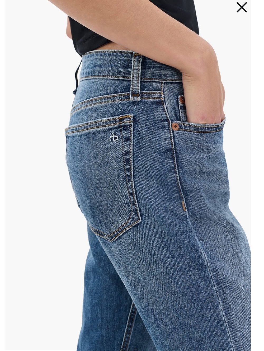 Rag & Bone Dre Low Rise Slim Boyfriend Jeans Women's Medium Blue River sz 26. - Picture 4 of 16